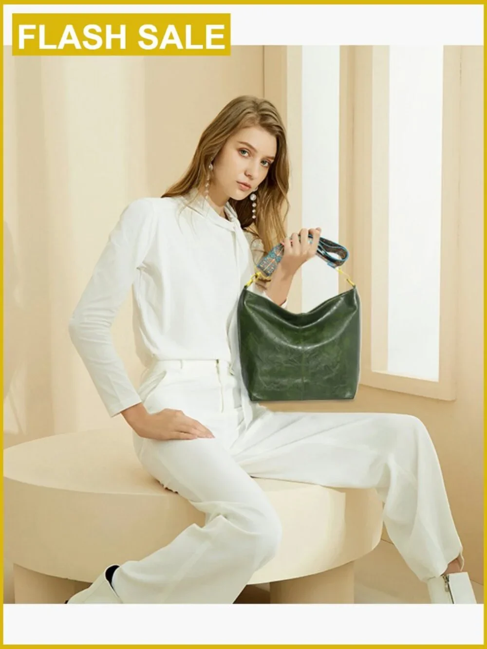 Vegan Leather Hobo Crossbody Tote Bag with Guitar Strap